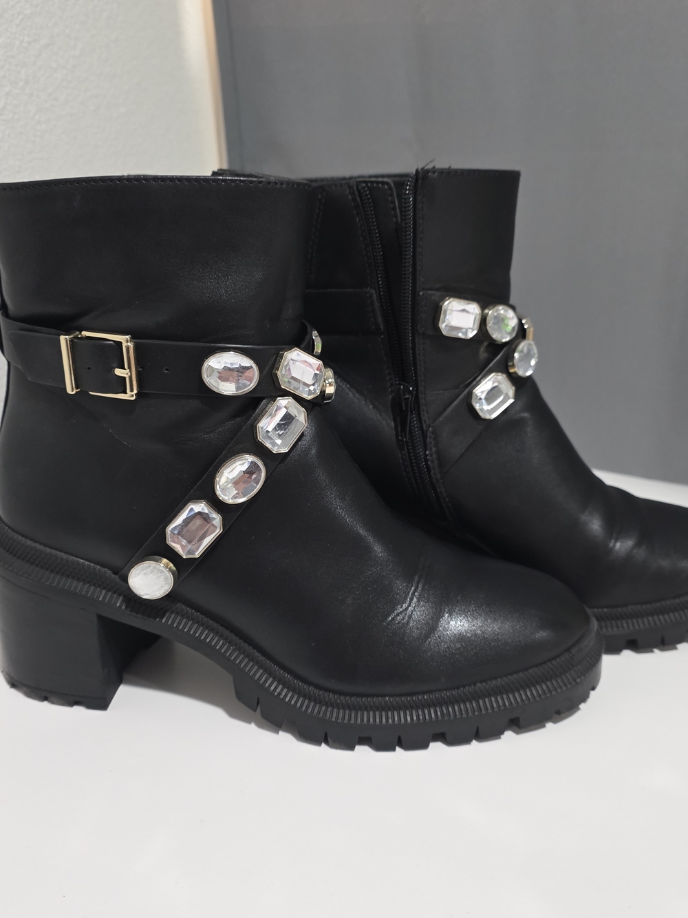 INC International Concepts Black Crystal-Embellished Ankle Boots